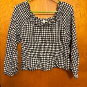 Madewell Navy and White Gingham Blouse